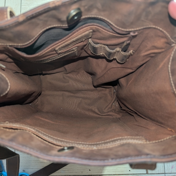 Vintage G.H. Bass & Co. Genuine Leather Tote Shoulder Bag Brown  Snap Closure - Picture 10 of 11